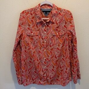 Tommy Hilfiger Womens Paisley Floral Print in Pink Orange&White. 100% Cotton/XL.